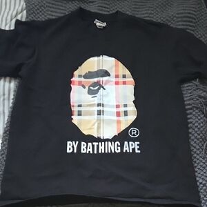 Bape X Burberry Black‎ T-Shirt with Iconic Ape Graphic